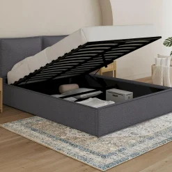 Lit coffre double gris 140 x 190*IDMarket Hot