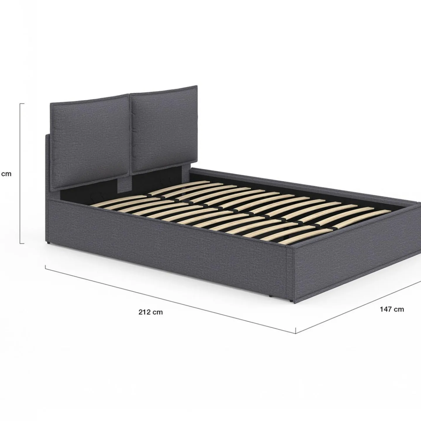 Lit coffre double gris 140 x 190*IDMarket Hot