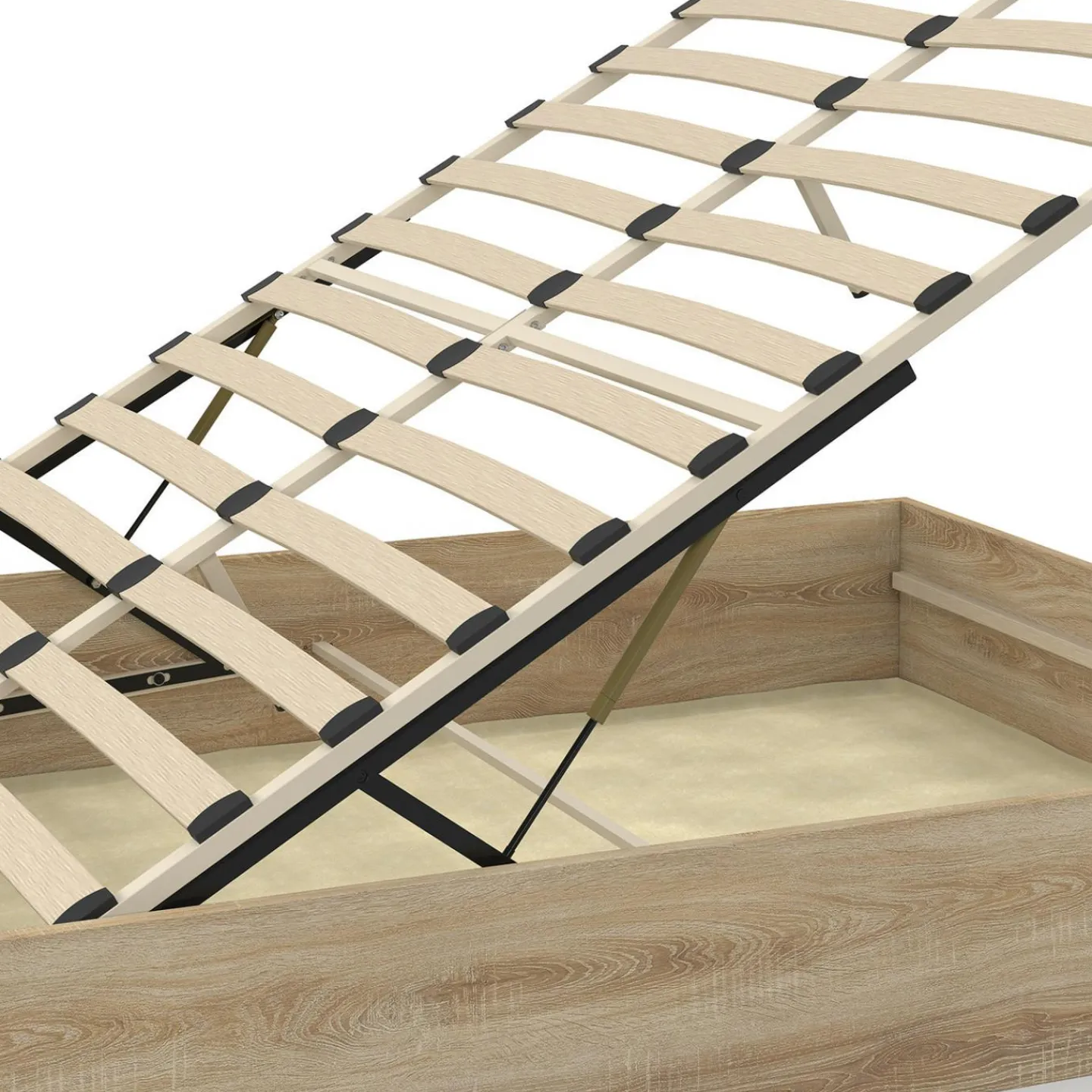 Lit coffre double SANDSIDE avec sommier 140 x 190 cm hêtre*IDMarket Hot