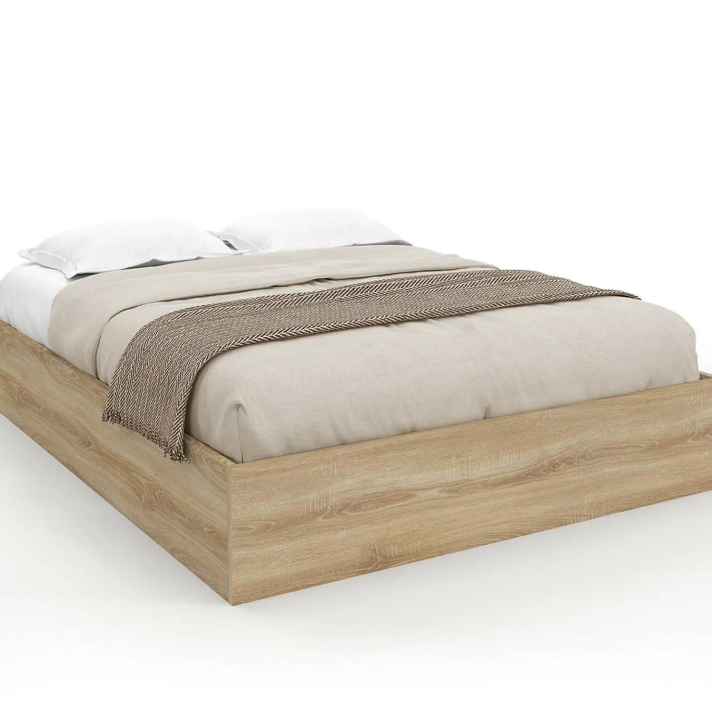 Lit coffre double SANDSIDE avec sommier 140 x 190 cm hêtre*IDMarket Hot