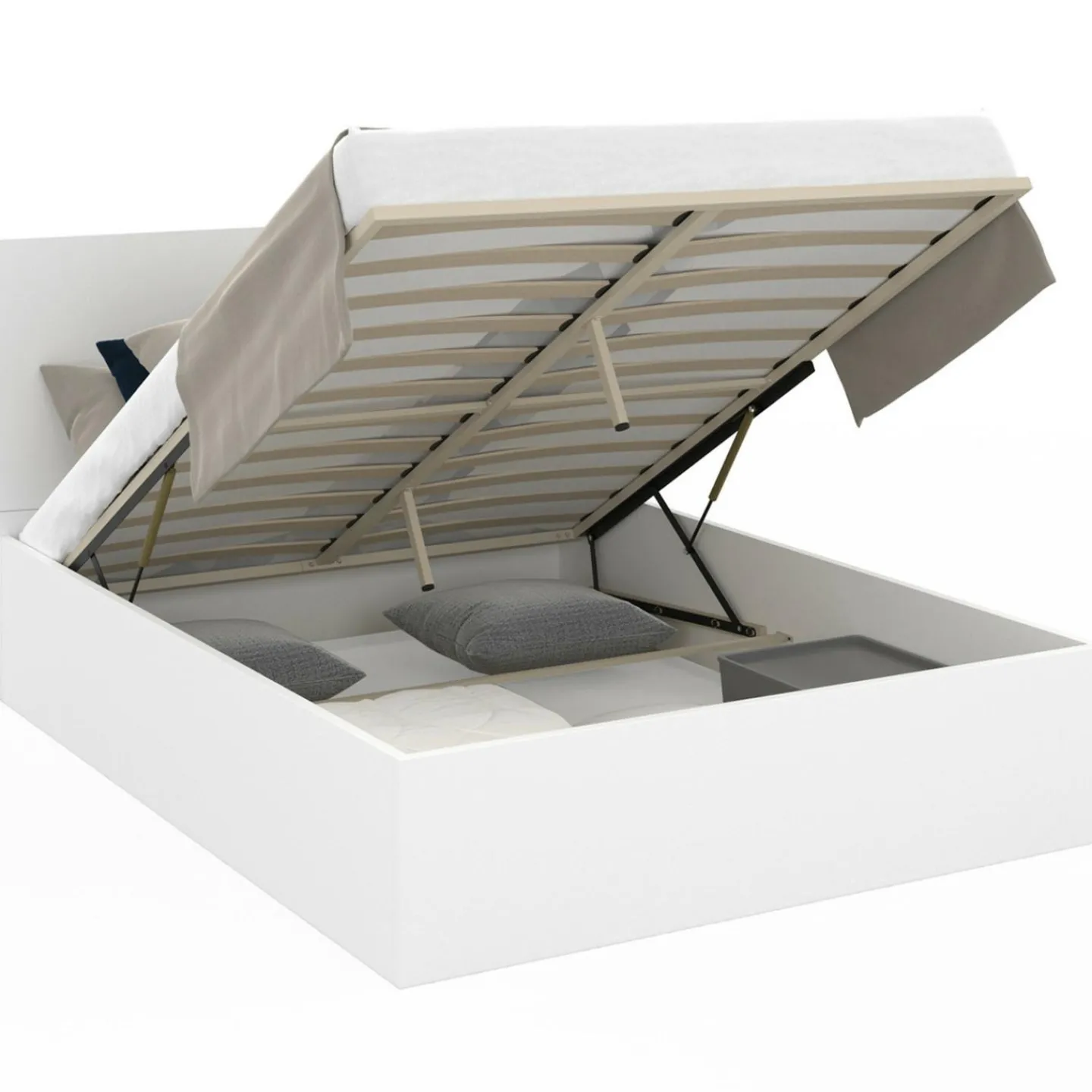 Lit coffre double 140x190 cm coloris blanc*IDMarket Outlet