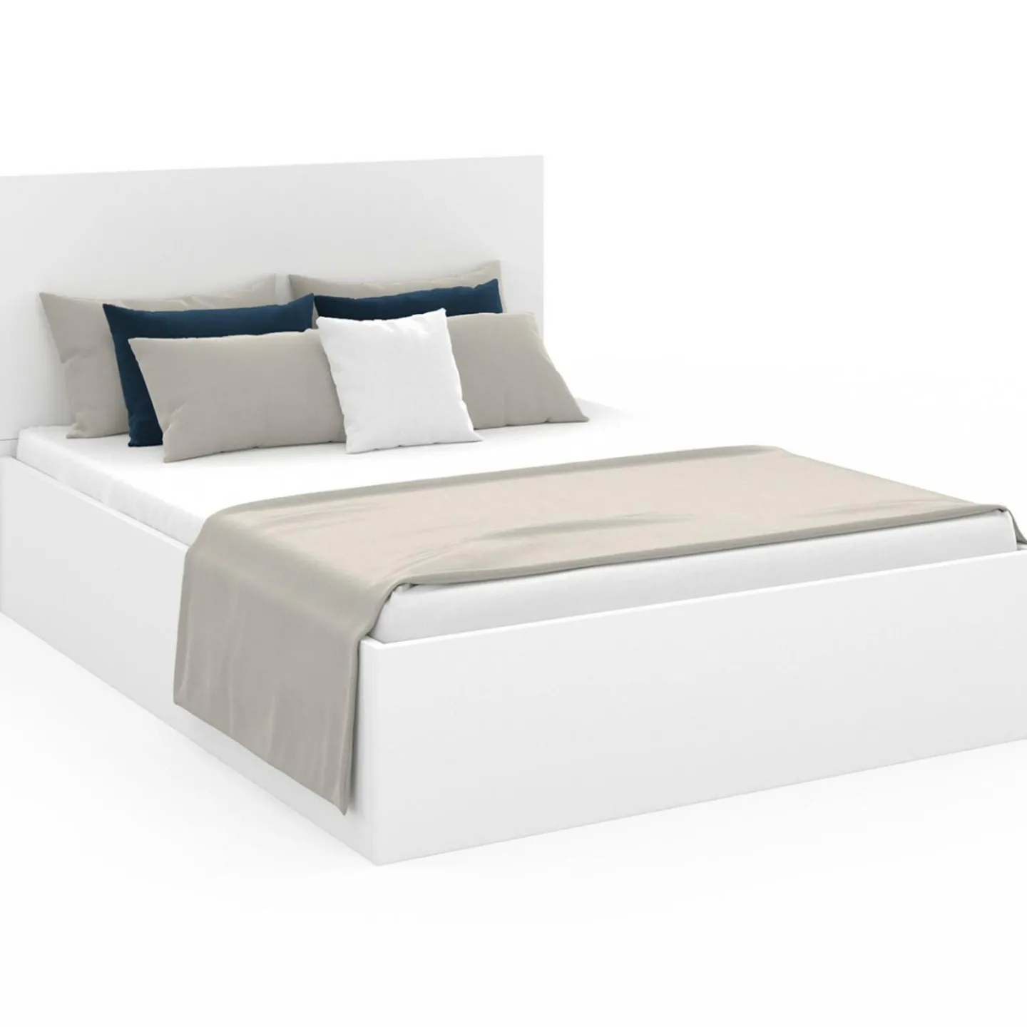 Lit coffre double 140x190 cm coloris blanc*IDMarket Outlet