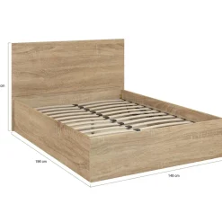 Lit coffre double 140x190 cm coloris bois*IDMarket New