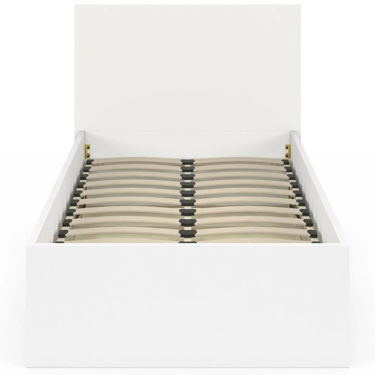 Lit coffre simple avec tête de lit et sommier 90 x 190 cm blanc*IDMarket