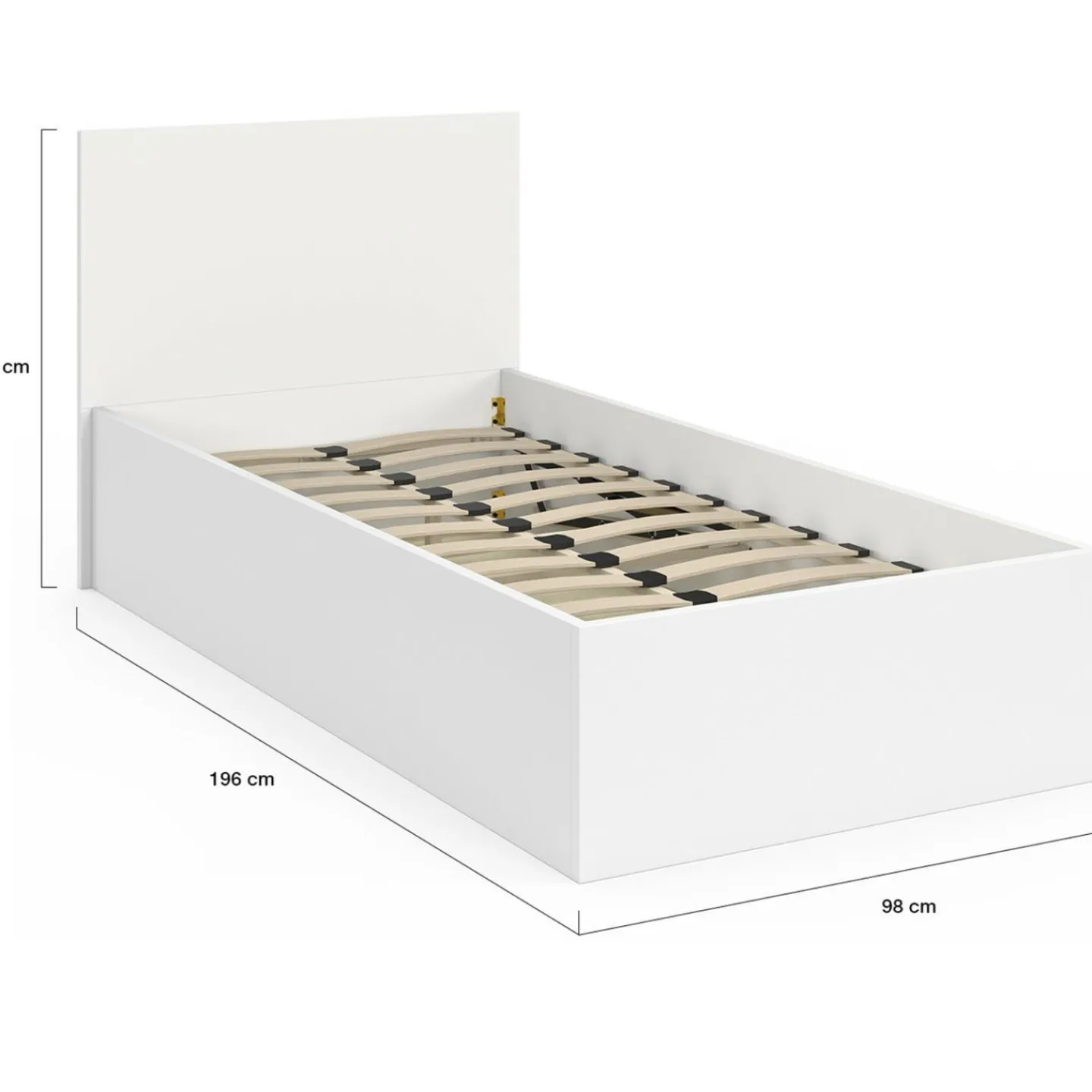 Lit coffre simple avec tête de lit et sommier 90 x 190 cm blanc*IDMarket