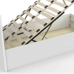 Lit coffre simple avec tête de lit et sommier 90 x 190 cm blanc*IDMarket