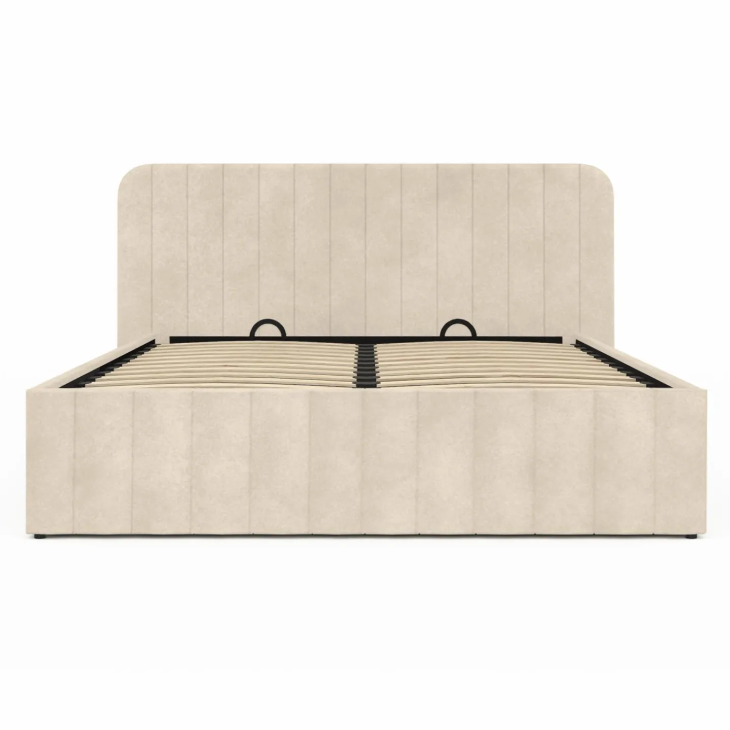 Lit coffre velours beige 140x190 avec sommier et tête de lit*IDMarket Best