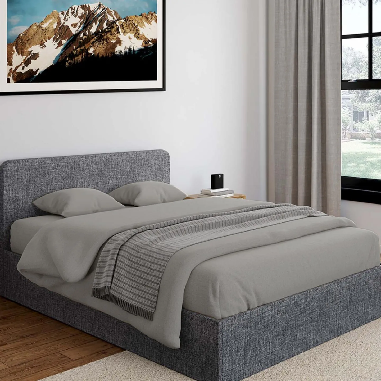 Lit coffre 140x190 cm gris anthracite*IDMarket New