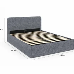 Lit coffre 140x190 cm gris anthracite*IDMarket New