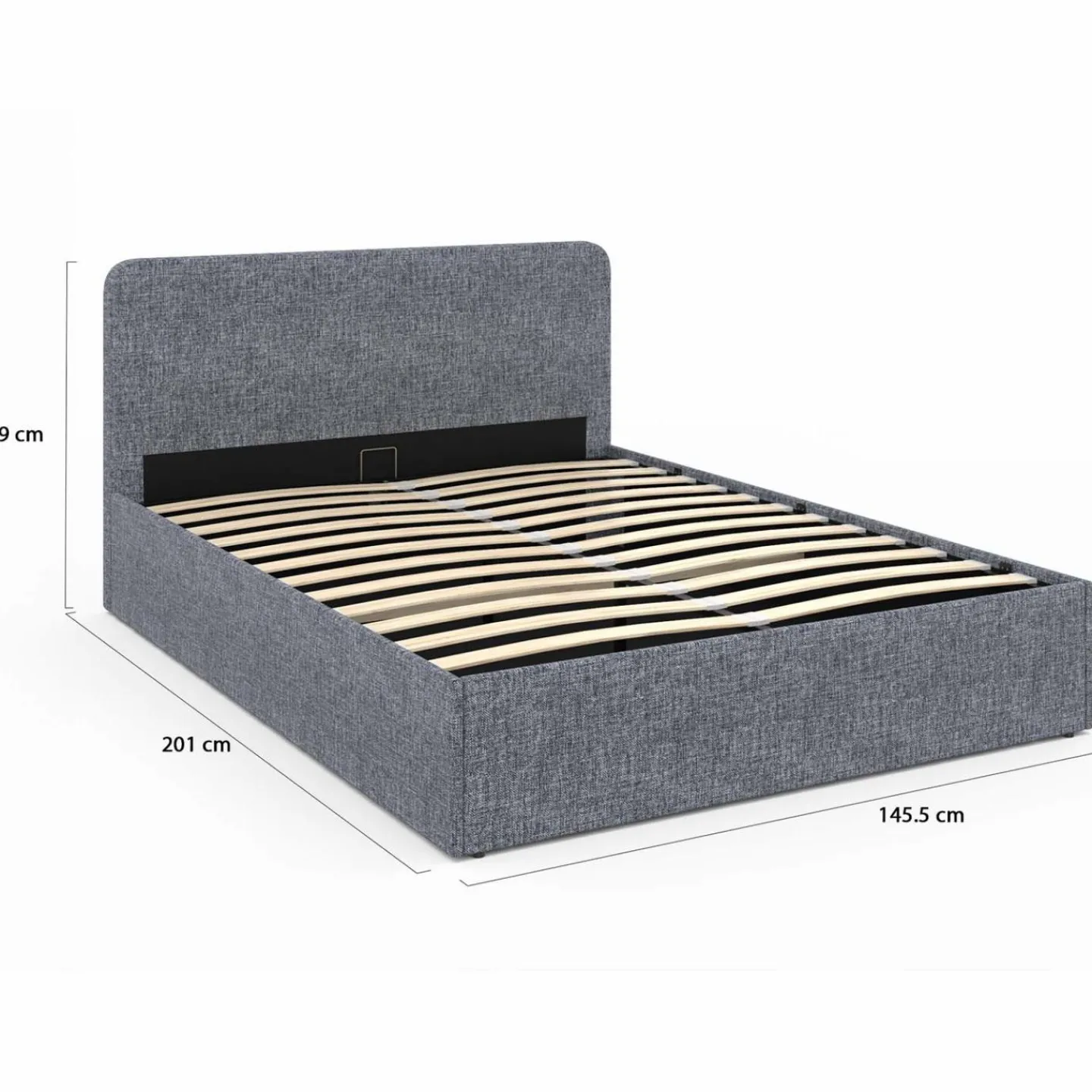 Lit coffre 140x190 cm gris anthracite*IDMarket New