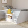 Lit combiné 90x190 cm avec bureau et rangements bois blanc*IDMarket Outlet