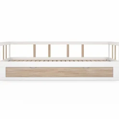 Lit convertible 180 x 190 cm blanc et hêtre*IDMarket Hot