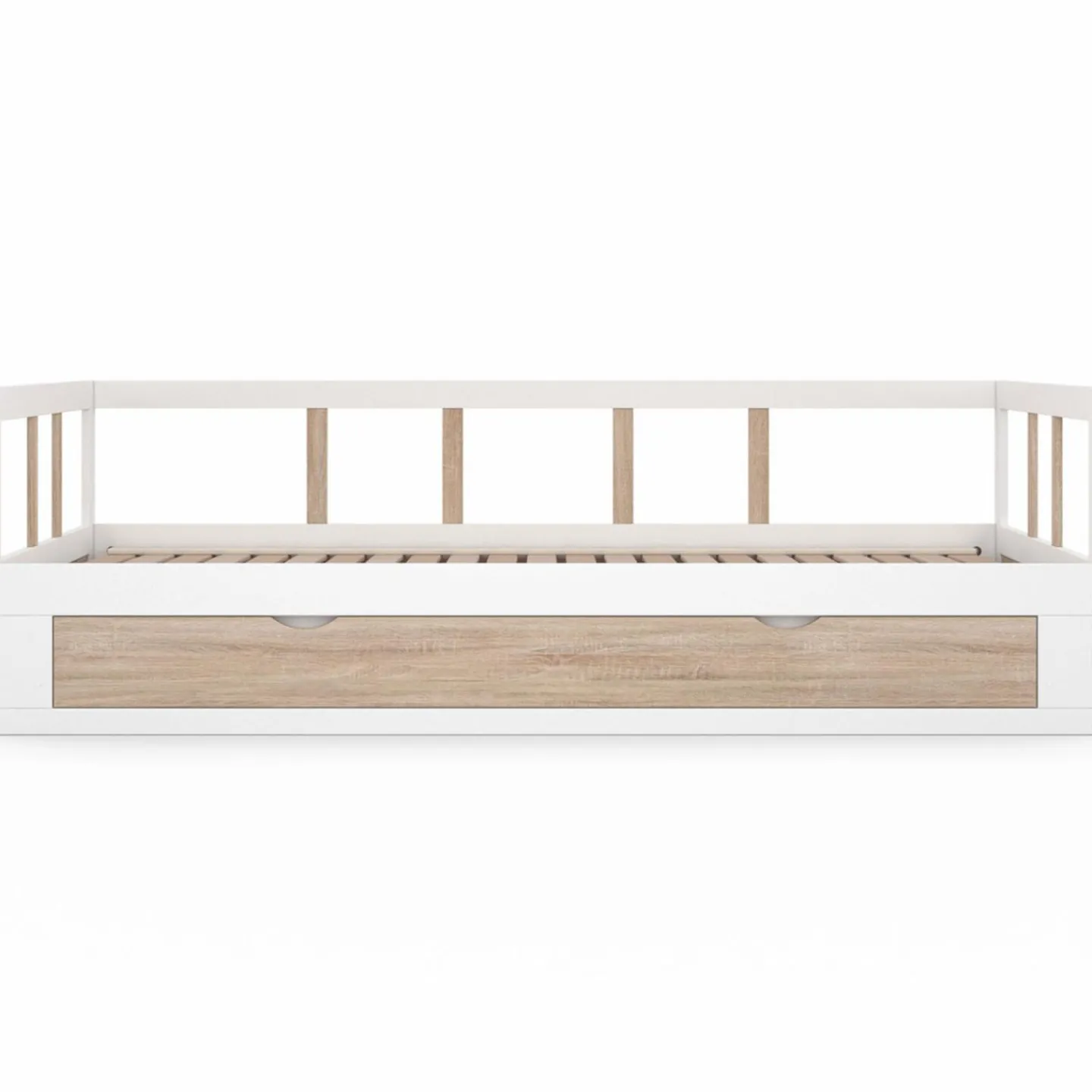 Lit convertible 180 x 190 cm blanc et hêtre*IDMarket Hot