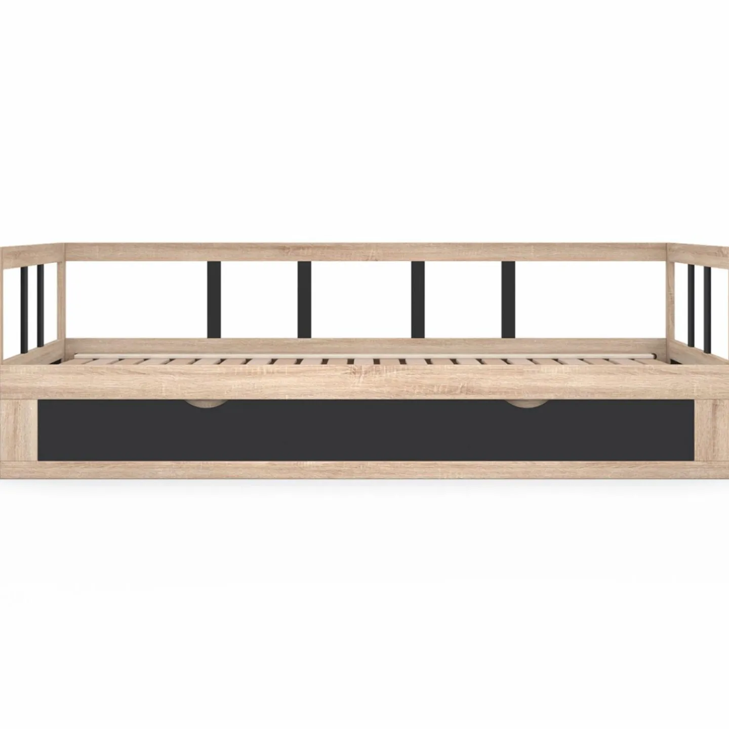 Lit convertible 180 x 190 cm noir et hêtre*IDMarket Discount