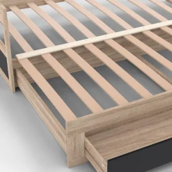 Lit convertible 180 x 190 cm noir et hêtre*IDMarket Discount