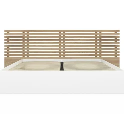 Lit deux places 160 x 200 cm effet hêtre et blanc*IDMarket