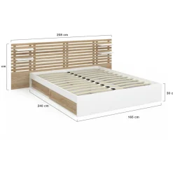 Lit deux places 160 x 200 cm effet hêtre et blanc*IDMarket