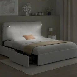 Lit double 140 x 190 avec liseuses*IDMarket Sale