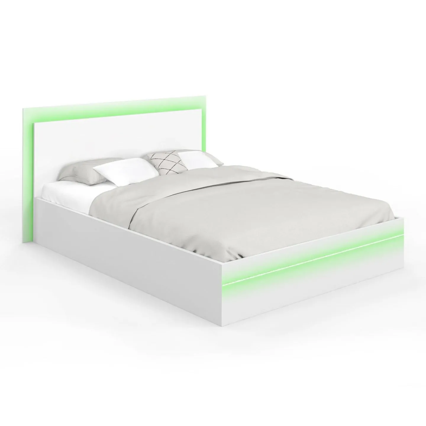 Lit double 140 x 190 cm avec sommier et LED intégrées blanc*IDMarket Online