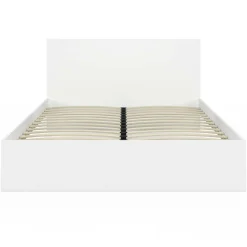 Lit double avec tête de lit et sommier 160 x 200 cm blanc*IDMarket