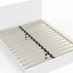 Lit double avec tête de lit et sommier 160 x 200 cm blanc*IDMarket