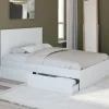 Lit double blanc 4 tiroirs sur roulettes avec tête de lit*IDMarket Hot
