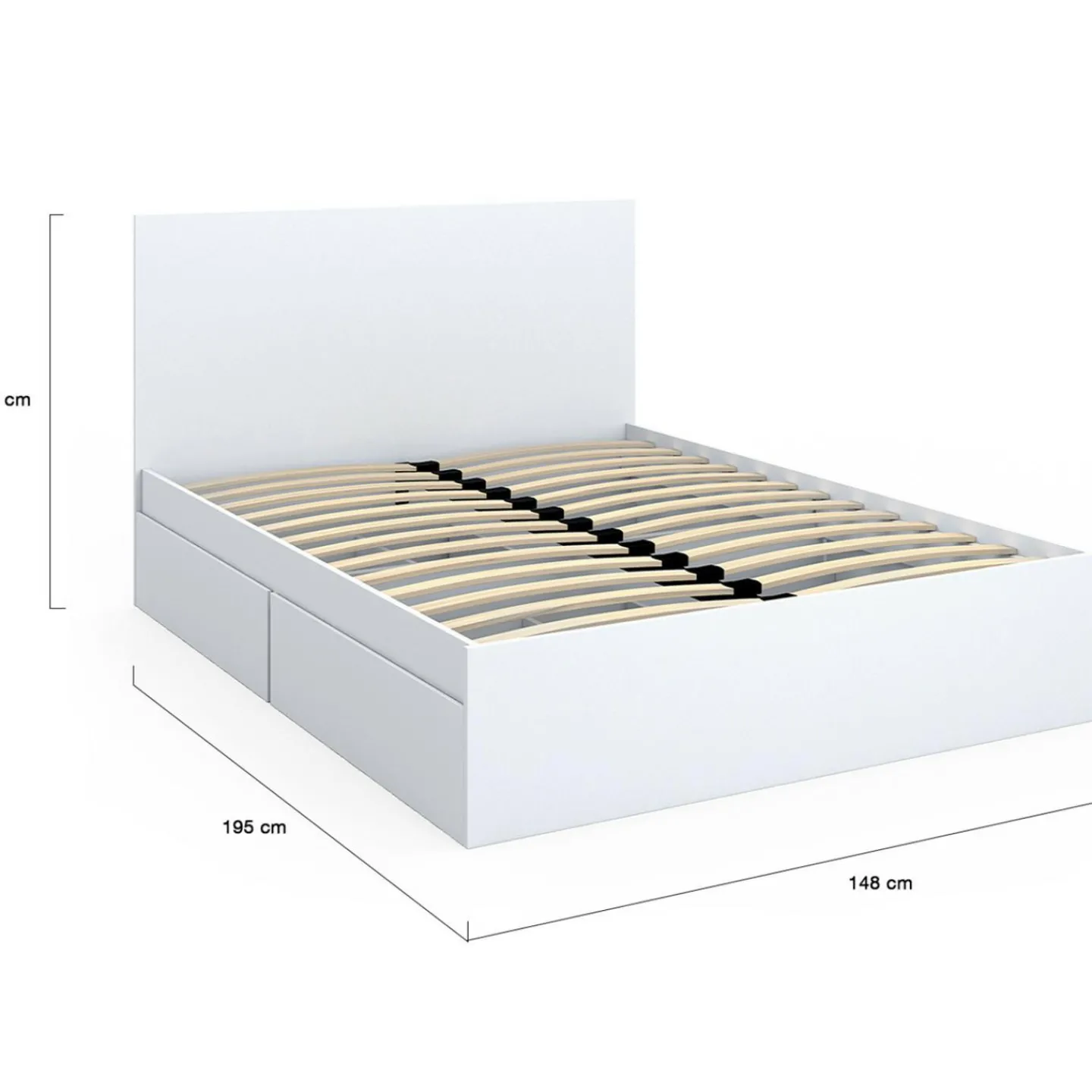 Lit double blanc 4 tiroirs sur roulettes avec tête de lit*IDMarket Hot