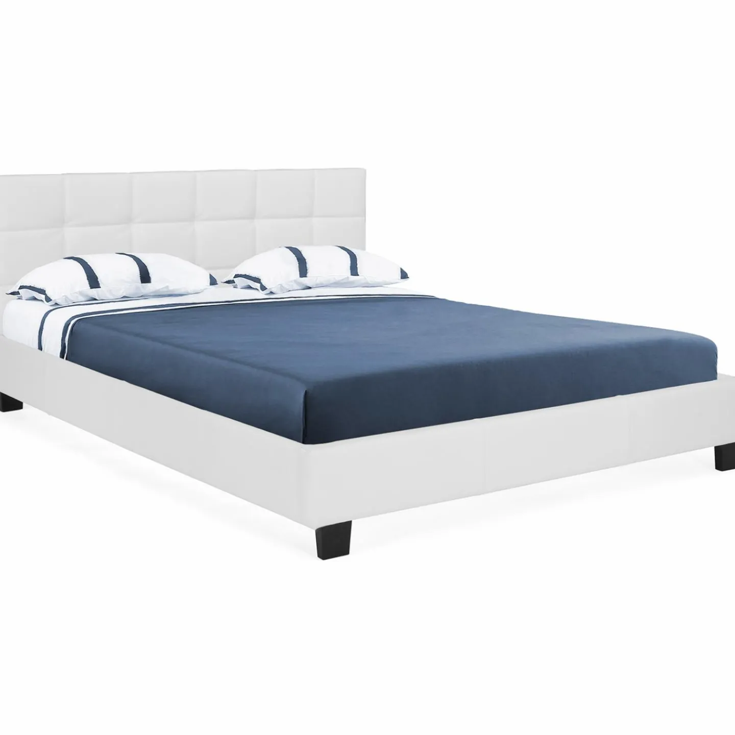 Lit double blanc 140x190 cm avec sommier*IDMarket Sale