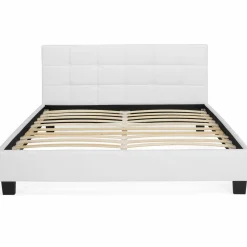 Lit double blanc 140x190 cm avec sommier*IDMarket Sale