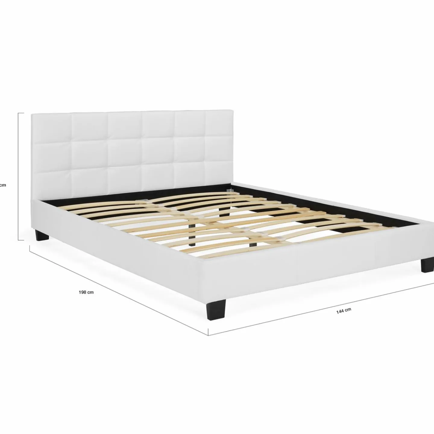 Lit double blanc 140x190 cm avec sommier*IDMarket Sale