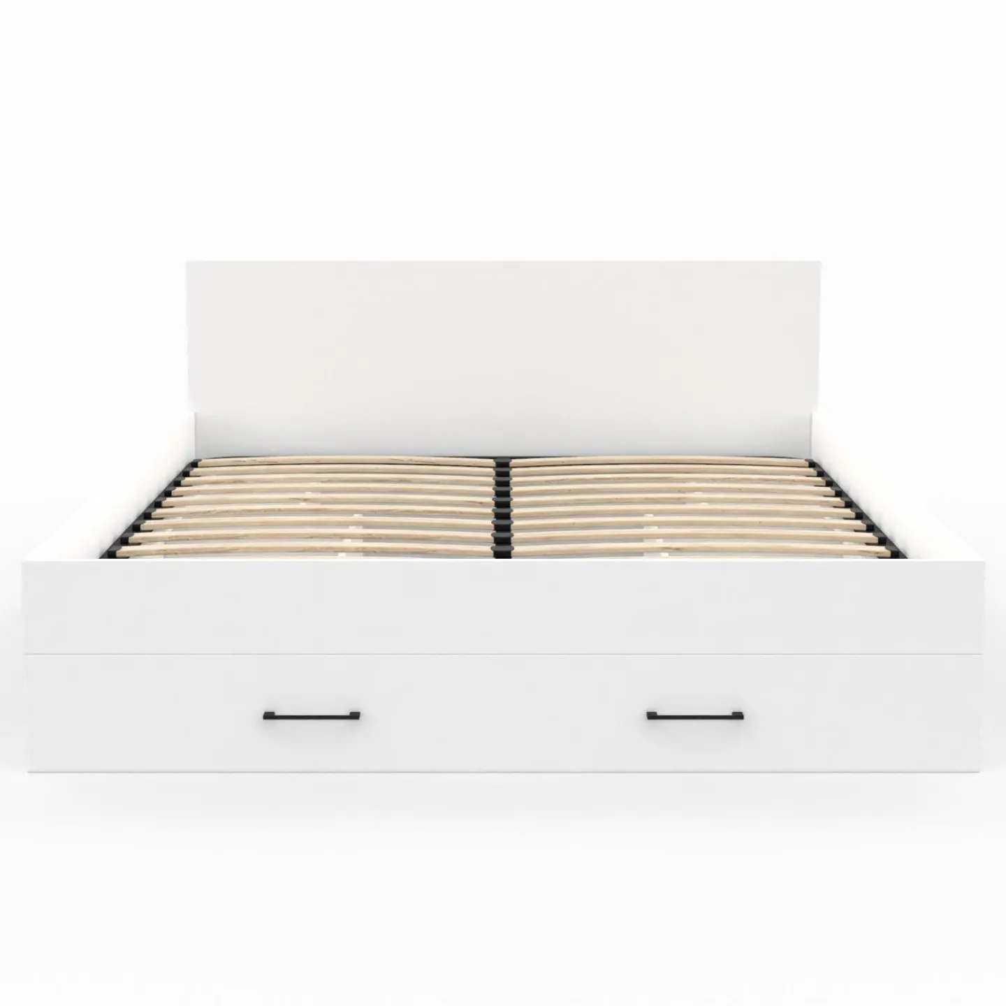 Lit double blanc 140x190cm avec tête de lit et rangements*IDMarket Sale