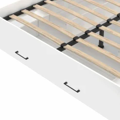 Lit double blanc 140x190cm avec tête de lit et rangements*IDMarket Sale