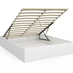 Lit double coffre 140x190 cm avec sommier blanc*IDMarket Clearance