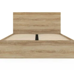 Lit double façon hêtre 4 tiroirs sur roulettes avec tête de lit*IDMarket Online