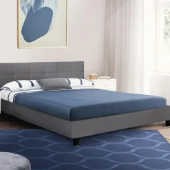 Lit double gris anthracite 140x190 cm avec tête de lit*IDMarket Clearance