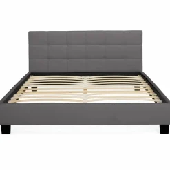 Lit double gris anthracite 140x190 cm avec tête de lit*IDMarket Clearance