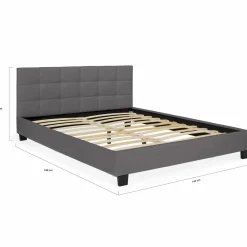 Lit double gris anthracite 140x190 cm avec tête de lit*IDMarket Clearance