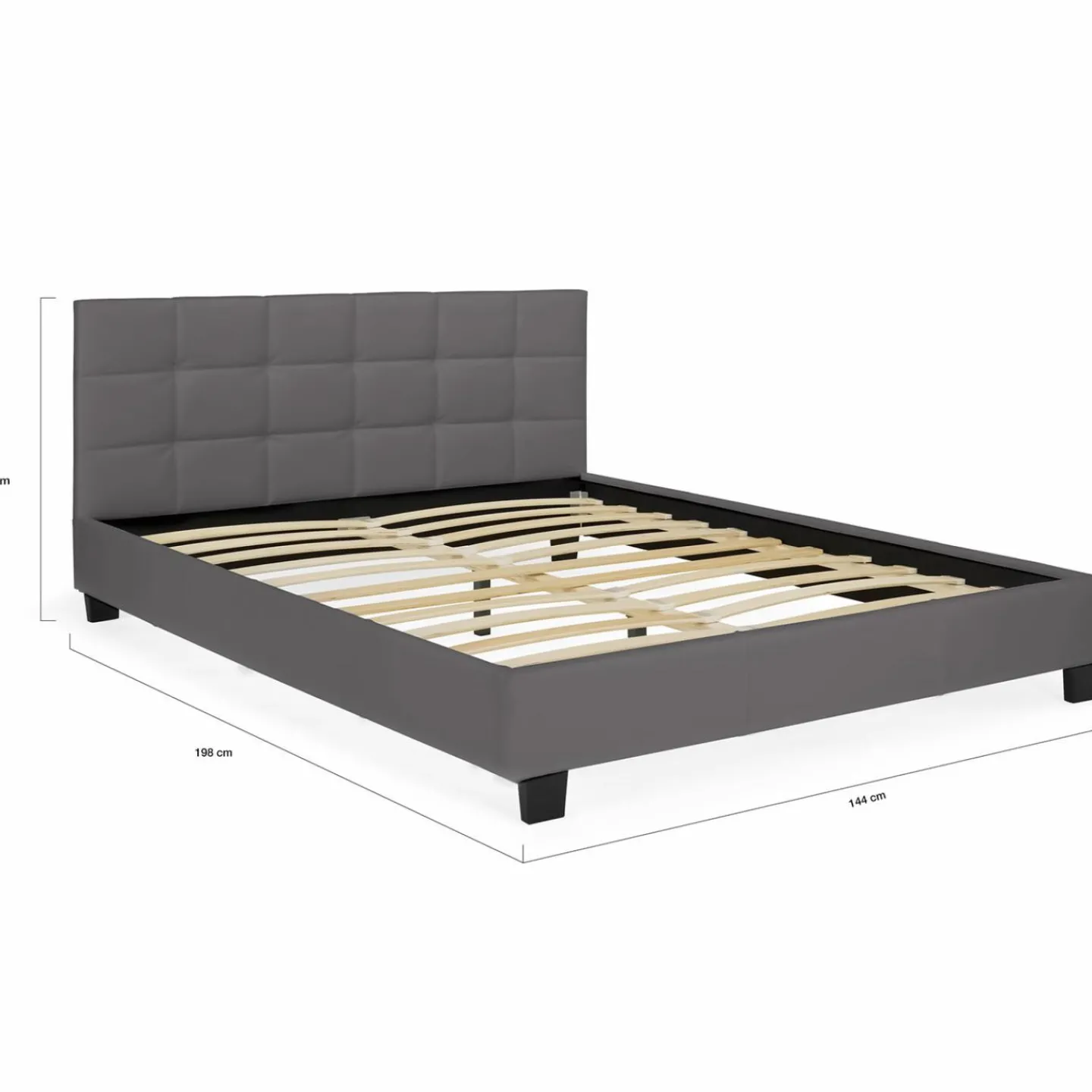 Lit double gris anthracite 140x190 cm avec tête de lit*IDMarket Clearance