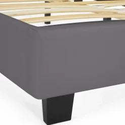 Lit double gris anthracite 140x190 cm avec tête de lit*IDMarket Clearance