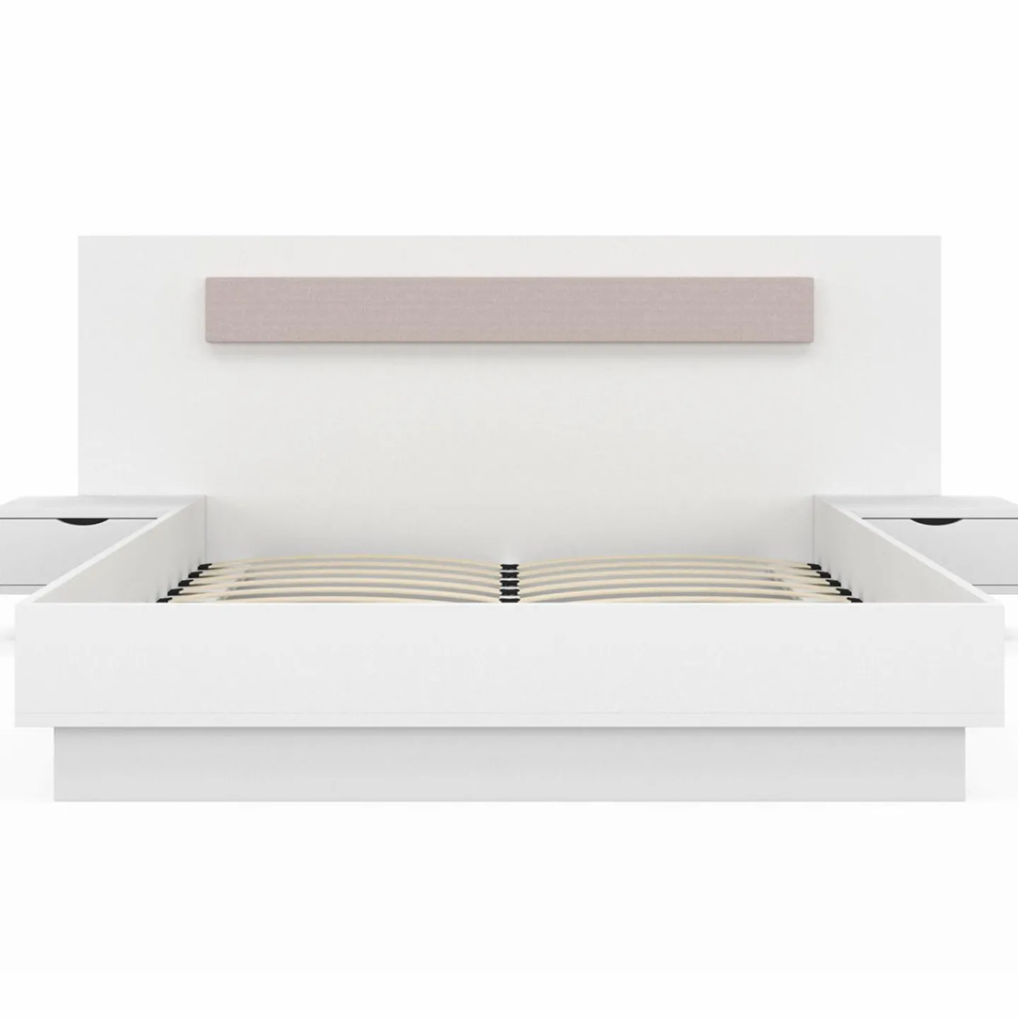 Lit double 140x190 blanc avec tête de lit et chevets*IDMarket New