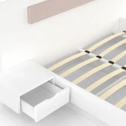 Lit double 140x190 blanc avec tête de lit et chevets*IDMarket New