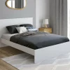 Lit double 140x190 cm avec tête de lit et sommier blanc*IDMarket