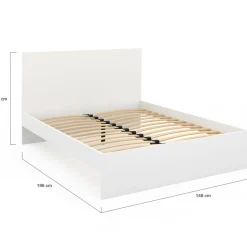 Lit double 140x190 cm avec tête de lit et sommier blanc*IDMarket