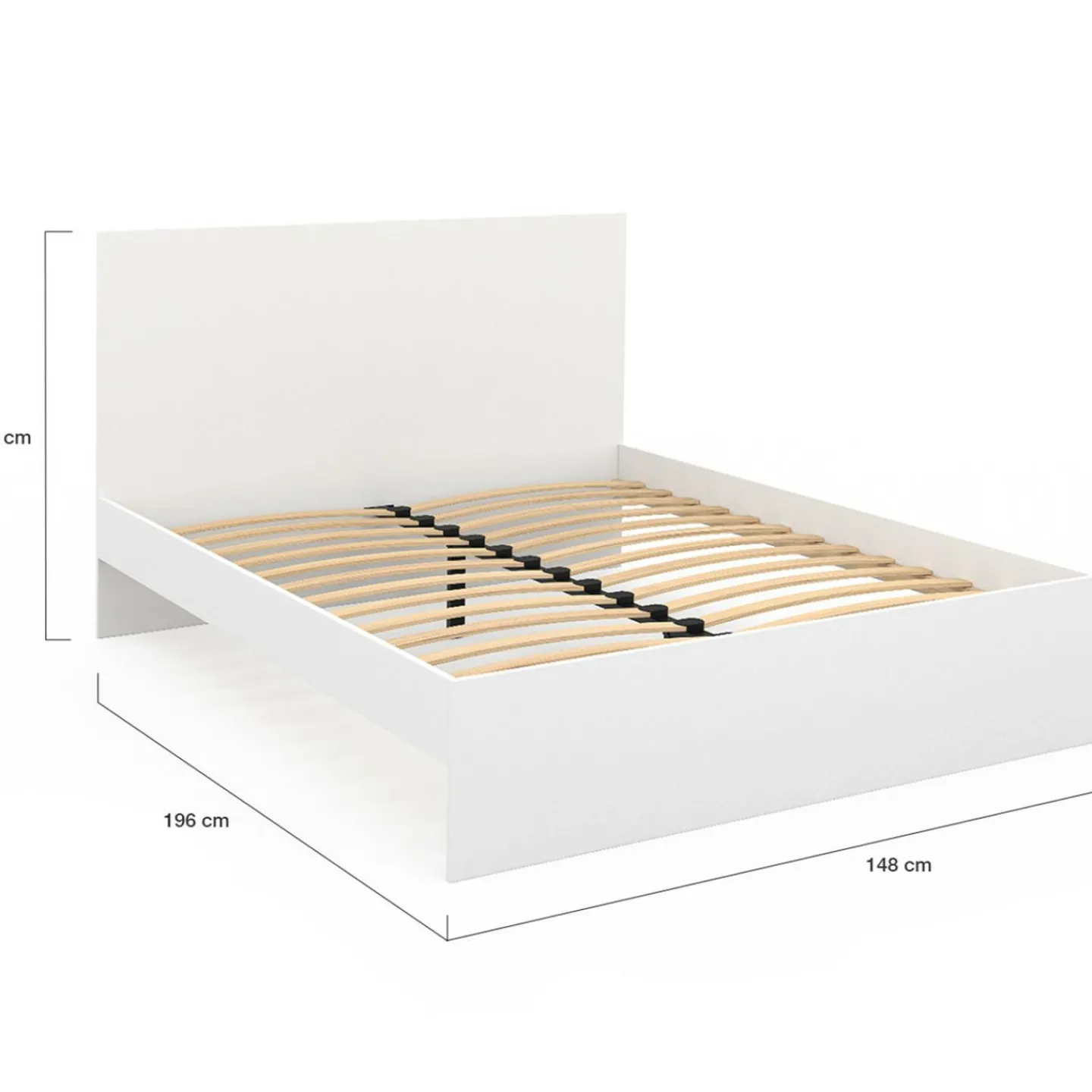 Lit double 140x190 cm avec tête de lit et sommier blanc*IDMarket