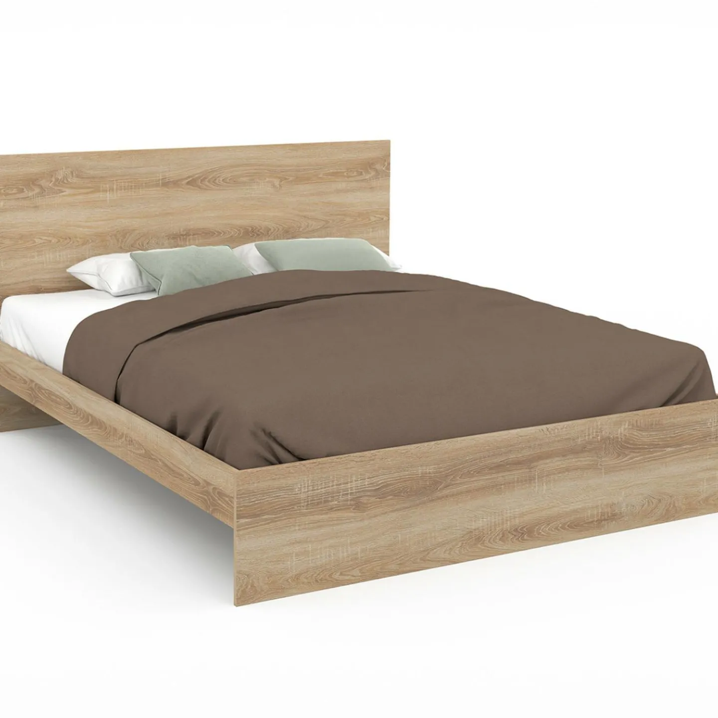 Lit double 160x200 cm avec tête de lit et sommier hêtre*IDMarket Clearance