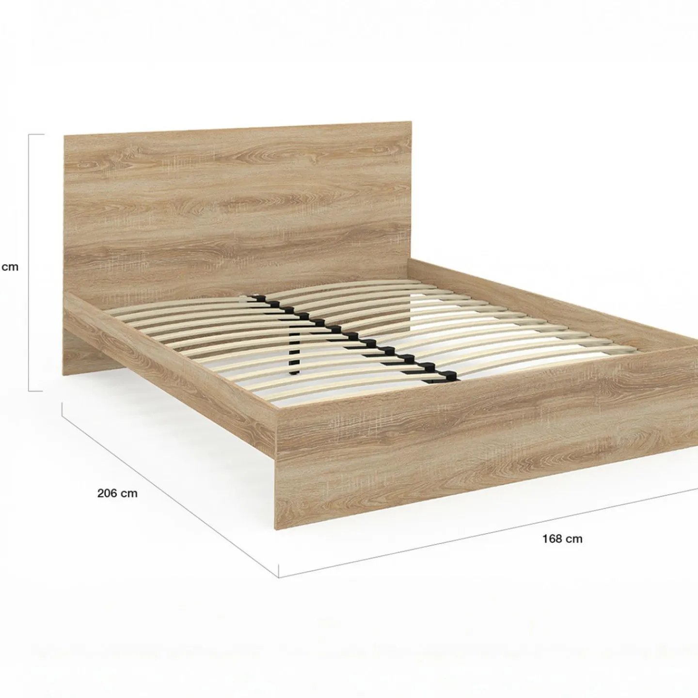 Lit double 160x200 cm avec tête de lit et sommier hêtre*IDMarket Clearance