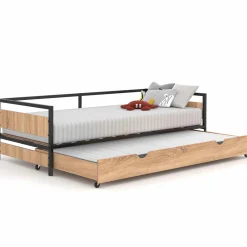 Lit enfant industriel avec tiroir gigogne 90x190*IDMarket Best