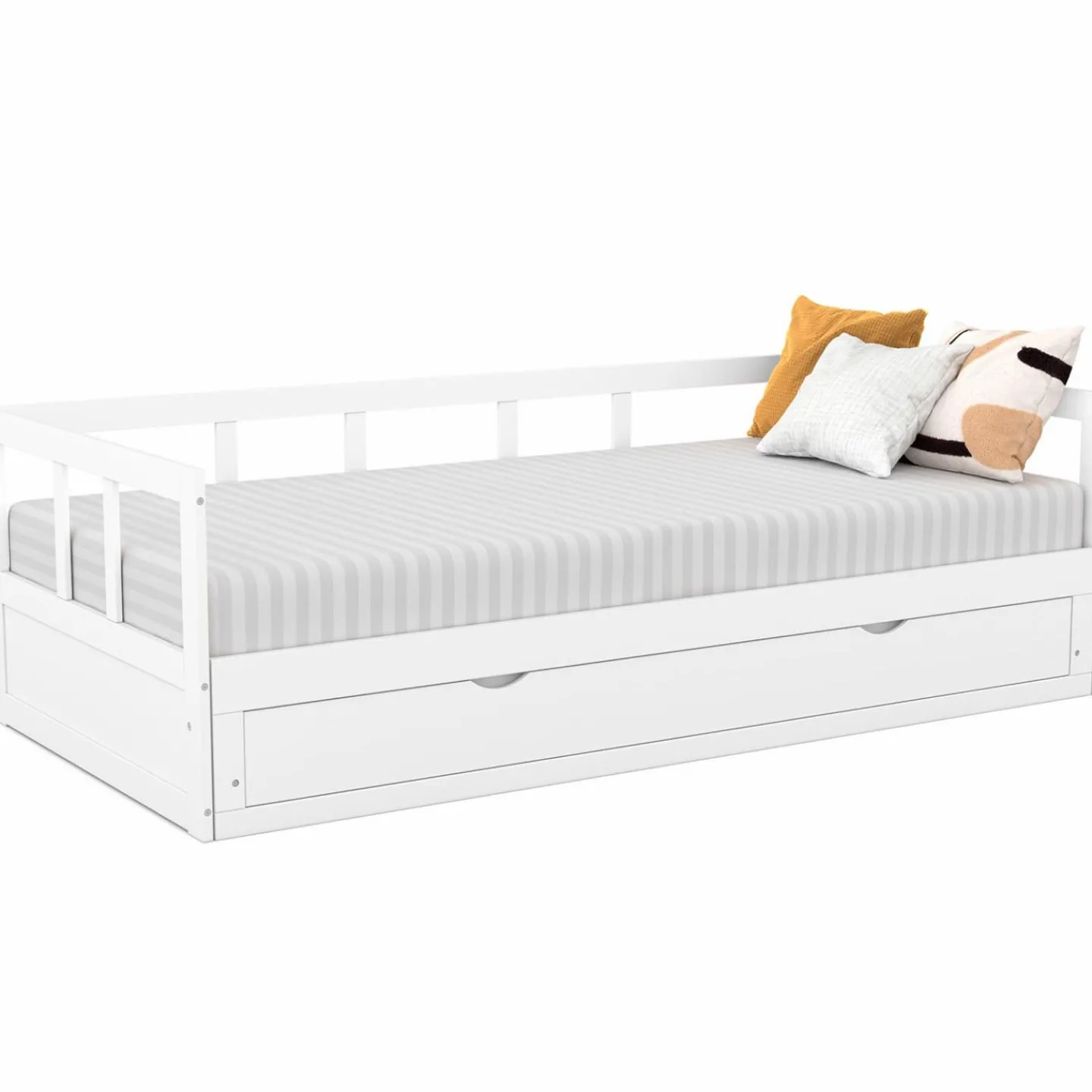 Lit gigogne transformable en lit 2 places blanc*IDMarket Best