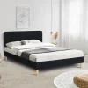 Lit scandinave noir 2 places 140x190 cm*IDMarket New