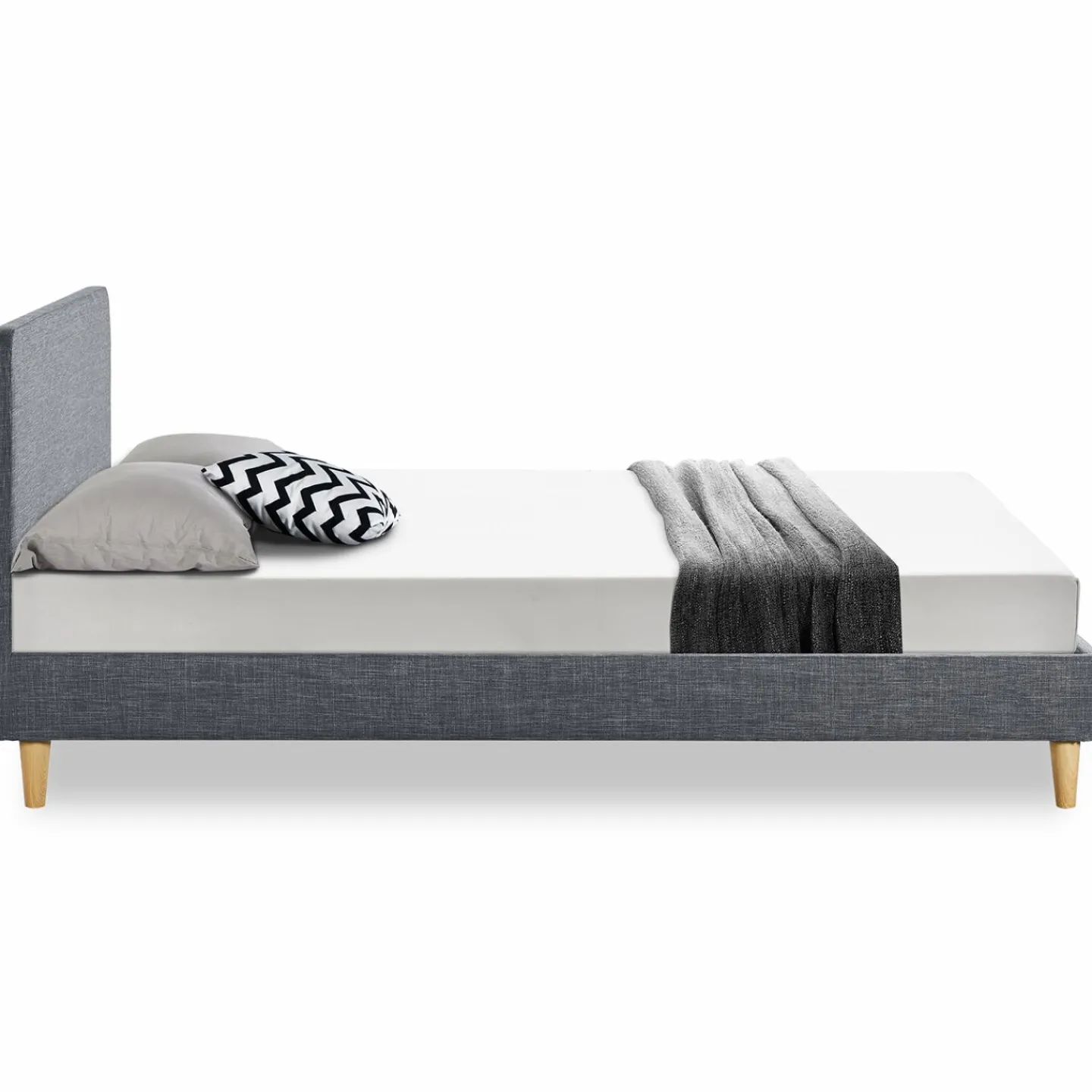 Lit scandinave 140x190 cm gris*IDMarket Outlet